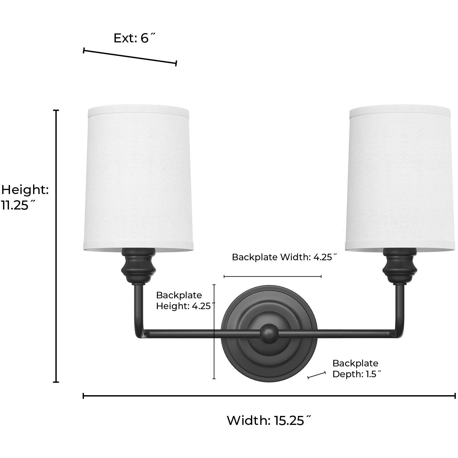 Leena 2 Light 15.25 inch Matte Black Bathroom Vanity Light Wall Light